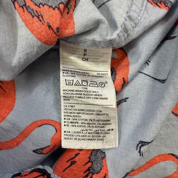 Button Up Shirt Bundle of 2 Mens S Blue Flamingo Geometric Print Short Sleeves - Picture 9 of 12